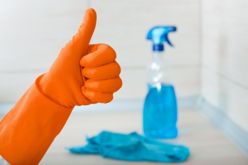 Professional deep cleaning in a Harrow bathroom with limescale and tile attention