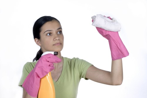 Deep cleaning a Harrow flat bathroom during a move-out service
